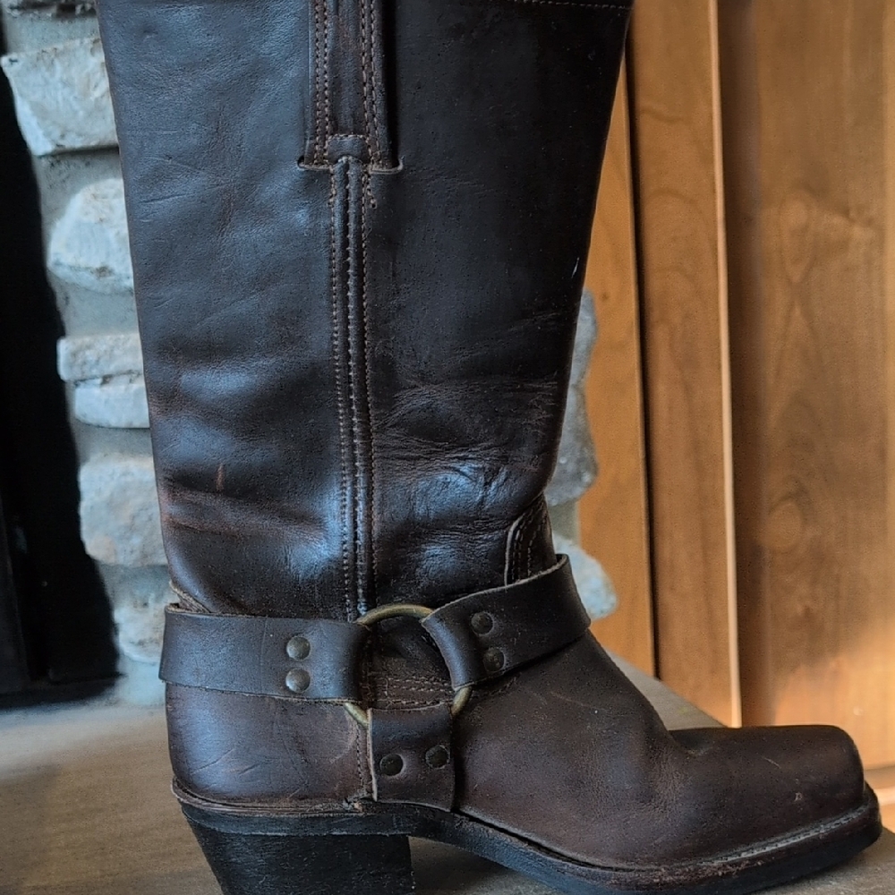 Frye Dark Brown Leather Harness Boots - Picture 9 of 12